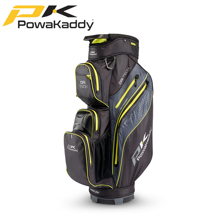 Powakaddy-Dri-Tech-Golf-Bag-Black-Gunmetal-Lime-Angled