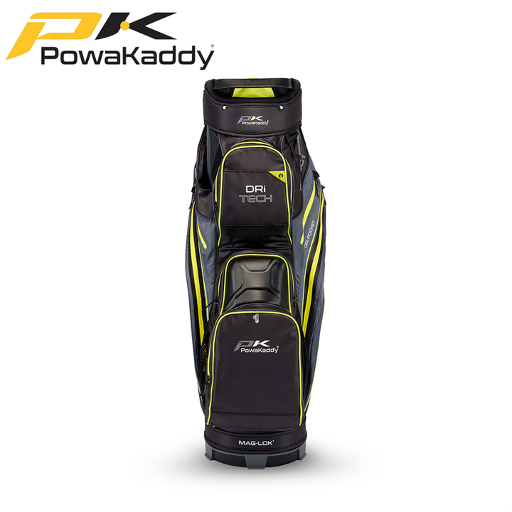 Powakaddy-Dri-Tech-Golf-Bag-Black-Gunmetal-Lime-Front