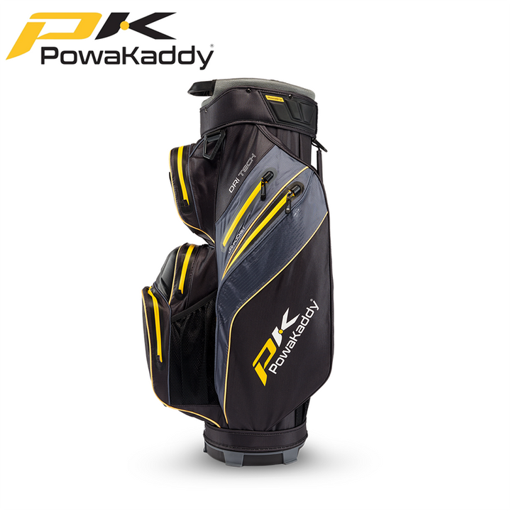 Powakaddy-Dri-Tech-Golf-Bag-Black-Gunmetal-Yellow-Side