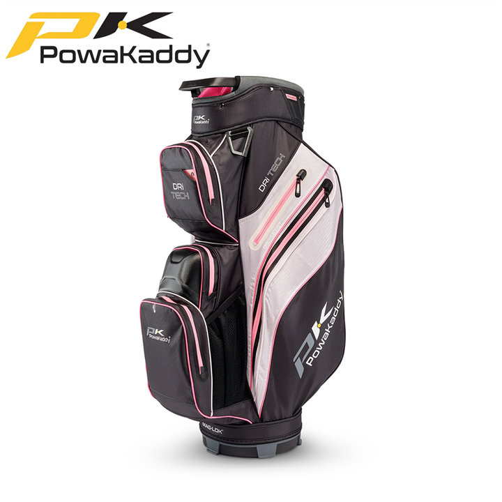 Powakaddy-Dri-Tech-Golf-Bag-Black-Pink-Angled
