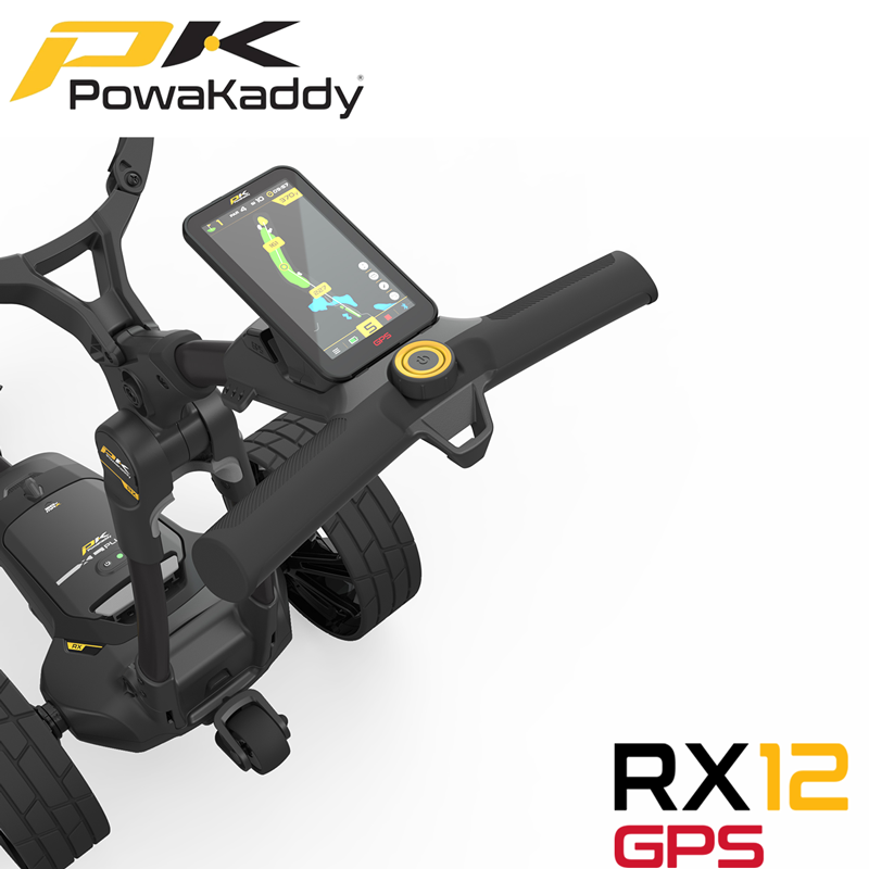 Powakaddy-RX12-GPS-Remote-Stealth-Black-Handle-Above