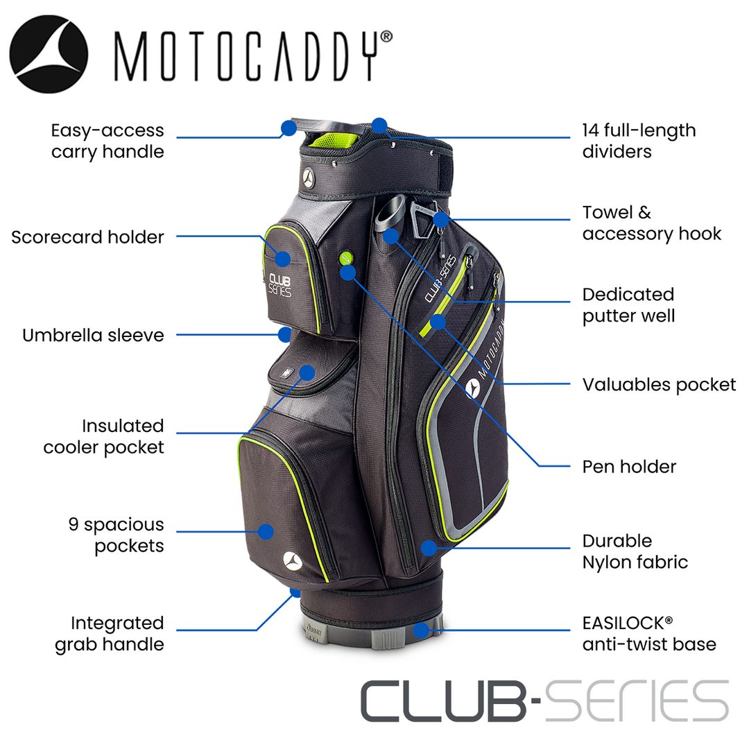 Motocaddy-Club-Series-Golf-Bag-Black-Lime-Features