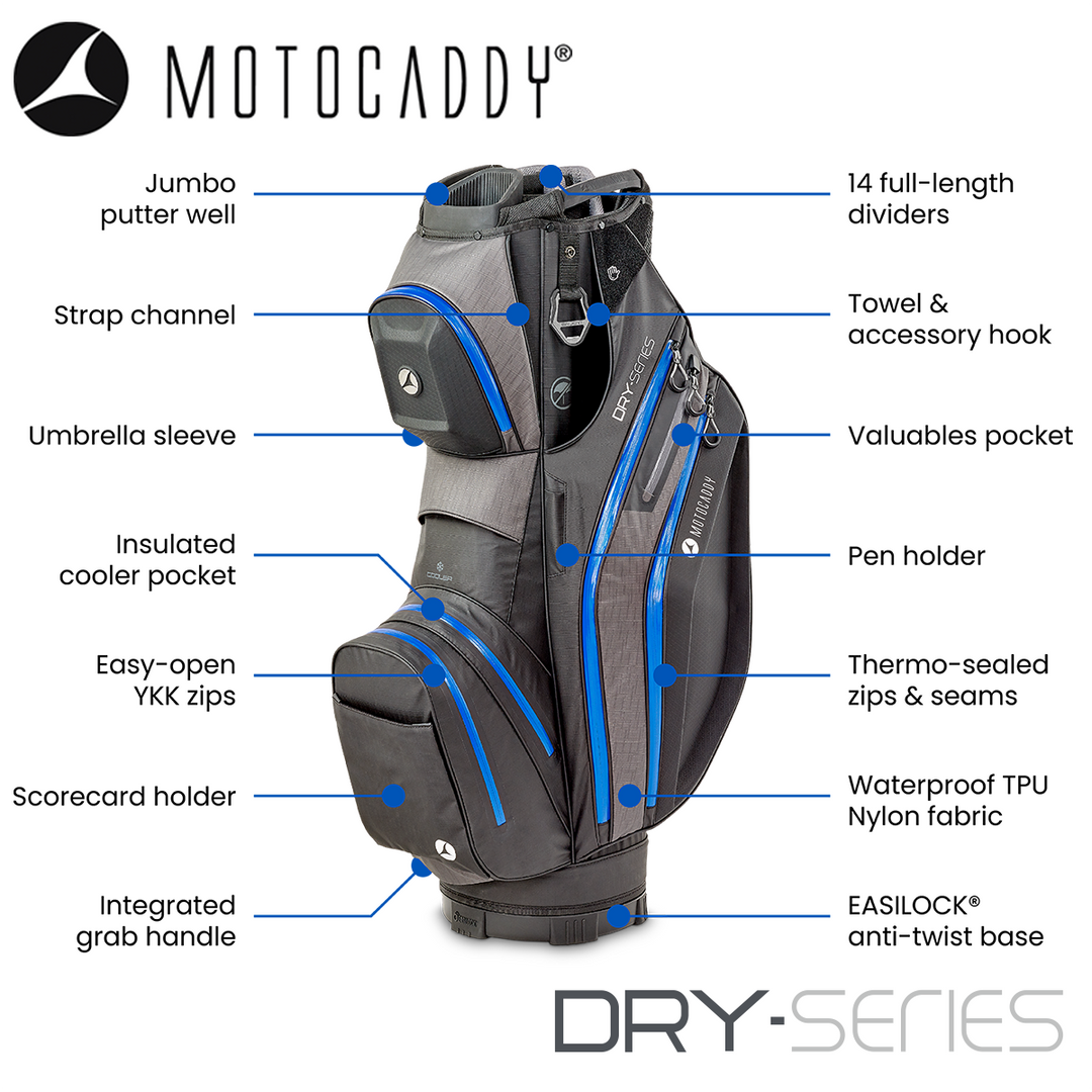 Motocaddy-Dry-Series-Golf-Bag-Black-Blue-Features