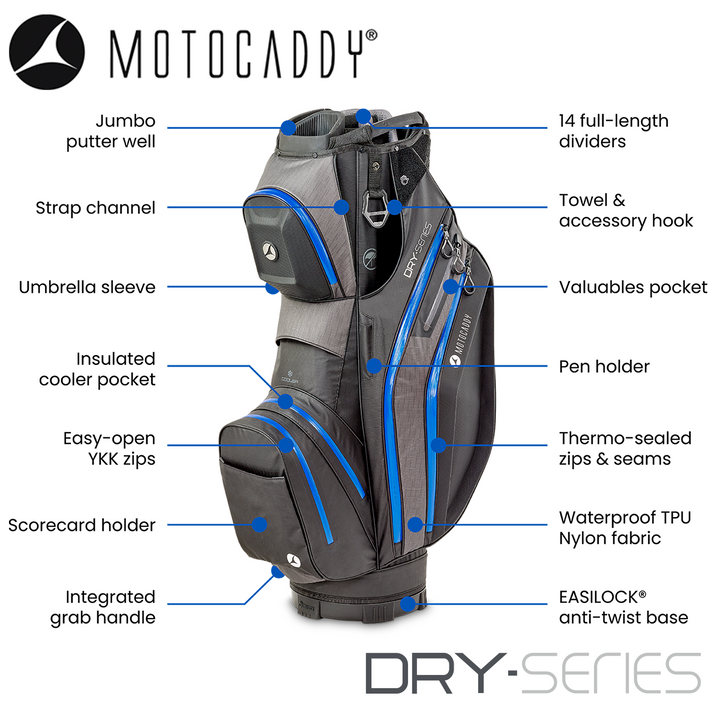 Motocaddy-Dry-Series-Golf-Bag-Black-Blue-Features