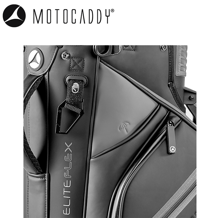 Motocaddy-Elite-Flex-Golf-Bag-Black-Charcoal-Towel-Hook