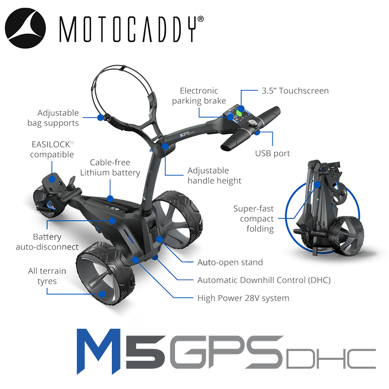 Motocaddy-M5-GPS-DHC-Electric-Trolley-Features