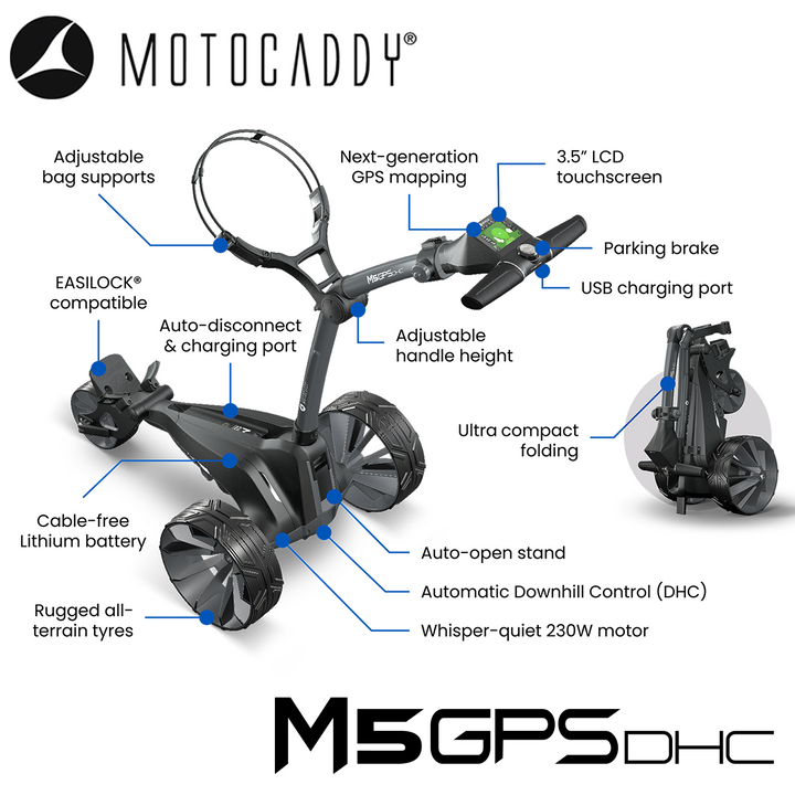 Motocaddy-M5-GPS-DHC-Electric-Trolley-Features