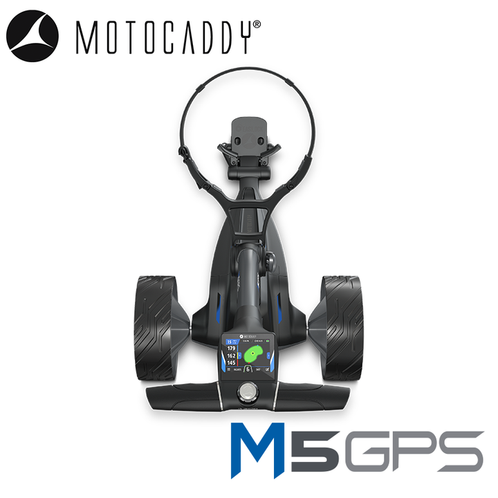 Analyzing image  Motocaddy-M5-GPS-Electric-Trolley-Handle-Above