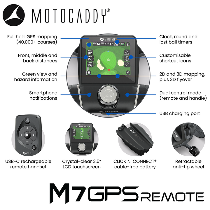 Motocaddy-M7-GPS-Remote-Electric-Trolley-Handle-Features