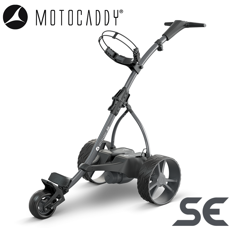Motocaddy-SE-Electric-Trolley-Graphite-Angled