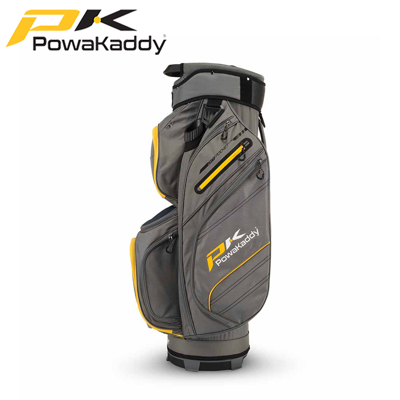 Powakaddy-DLX-Lite-Bag-Gun-Metal-Yellow-Side