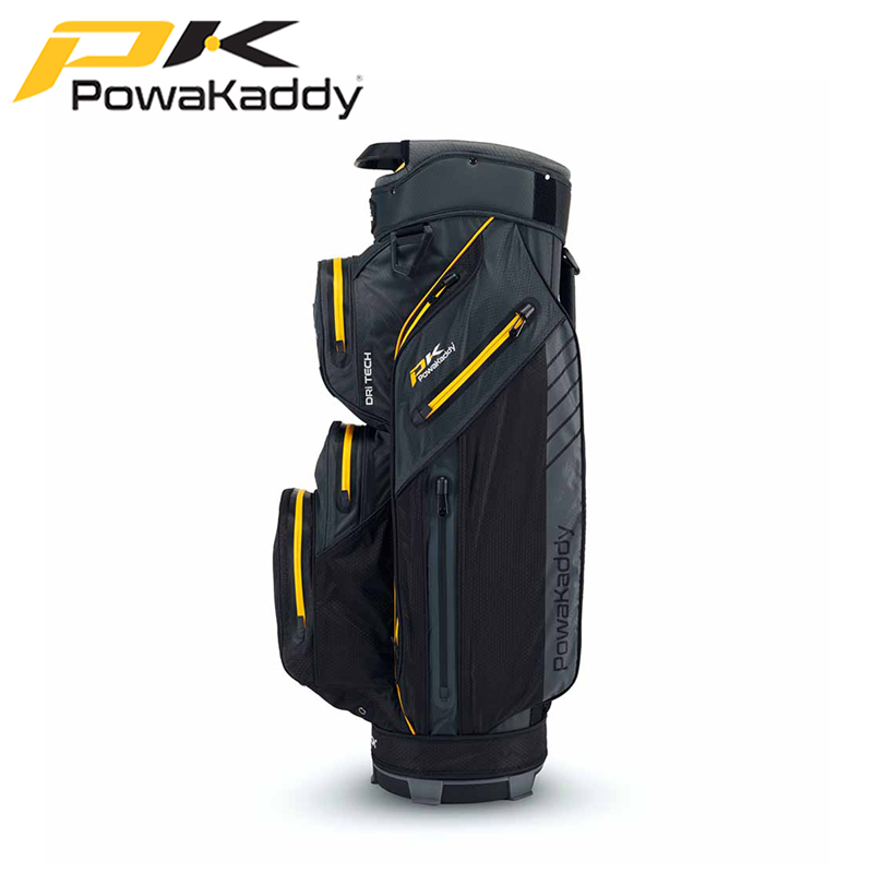 Powakaddy-Dri-Tech-Cart-Bag-Gun-Metal-Yellow-Side