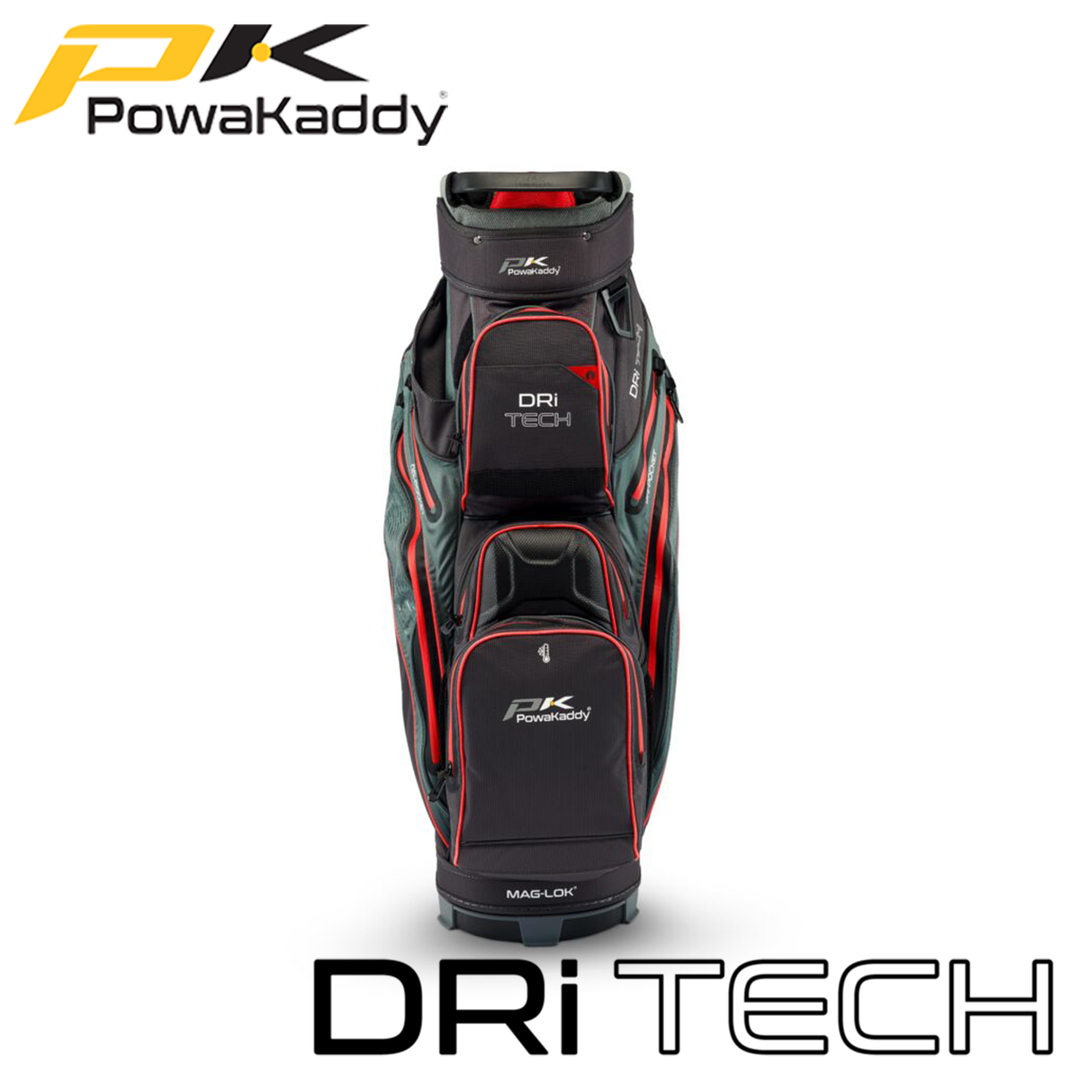 Powakaddy-Dri-Tech-Golf-Bag-Black-Gunmetal-Red-Front