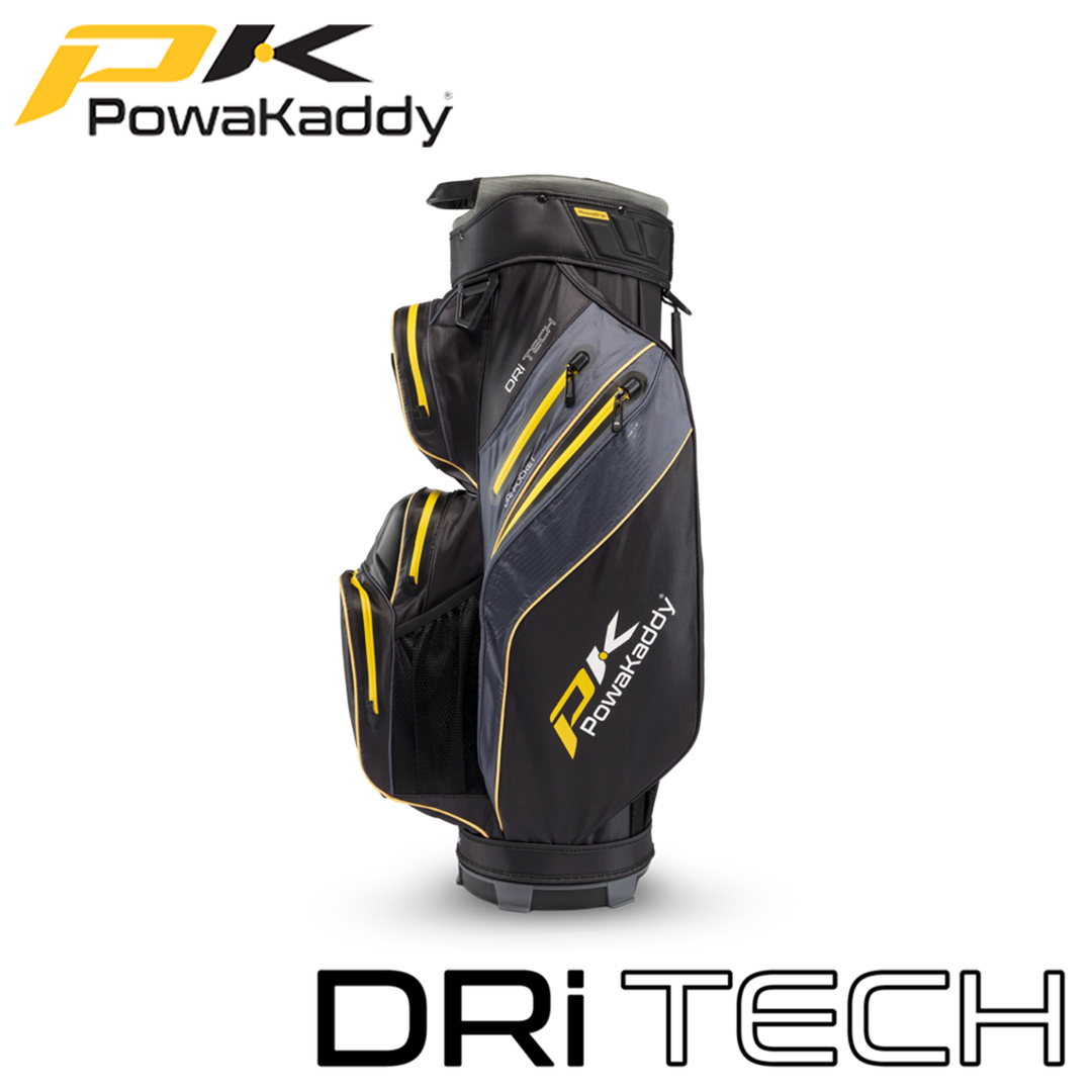 Powakaddy-Dri-Tech-Golf-Bag-Black-Gunmetal-Yellow-Side