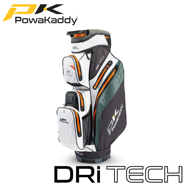 Powakaddy-Dri-Tech-Golf-Bag-White-Grey-Orange-Angled