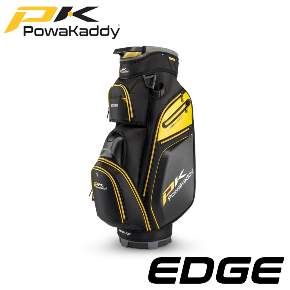 Powakaddy-Edge-Golf-Bag-Gunmetal-Yellow-Angled