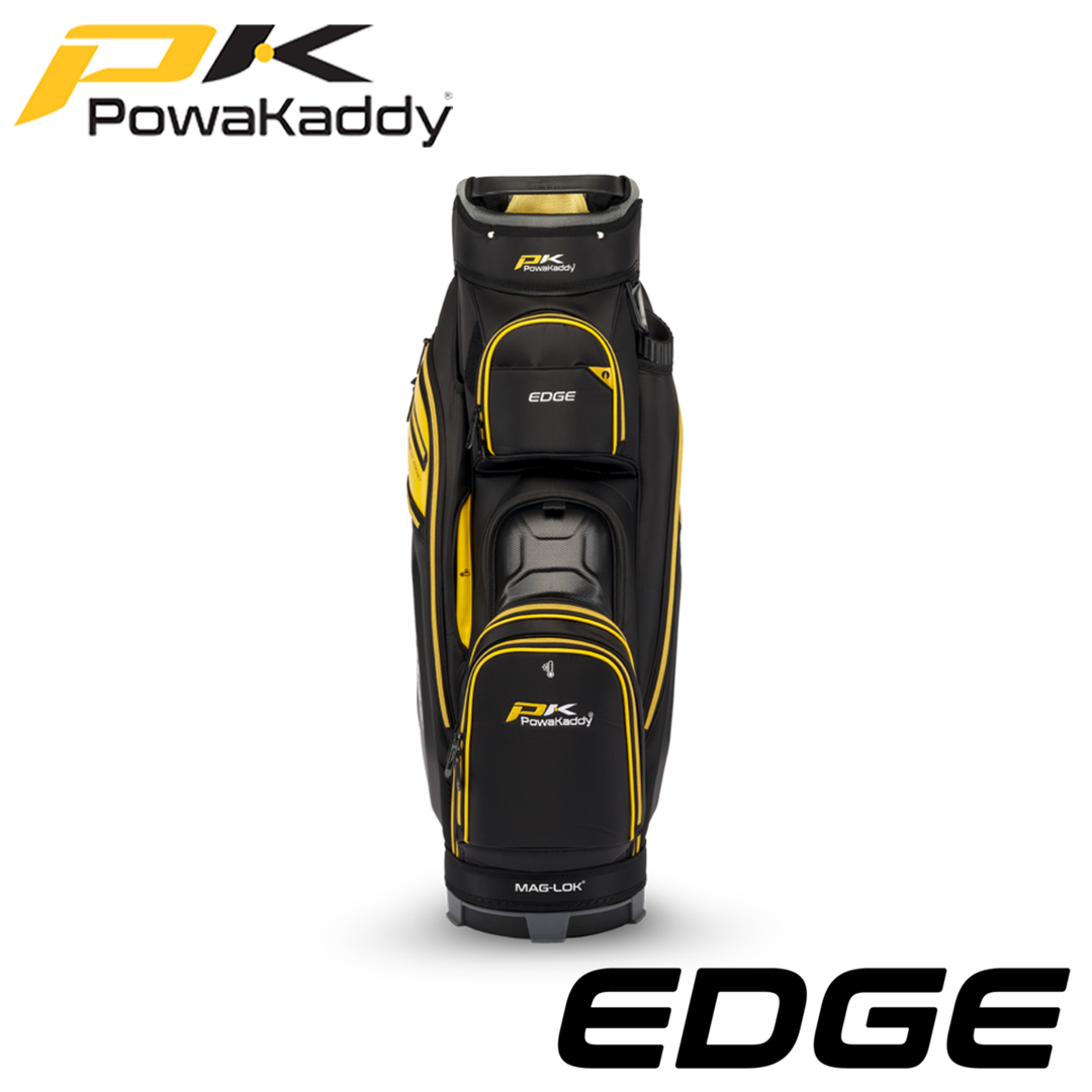 Powakaddy-Edge-Golf-Bag-Gunmetal-Yellow-Front