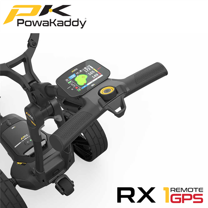 Powakaddy-RX1-GPS-Remote-Stealth-Black-Handle-Above-2