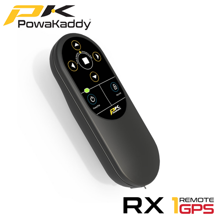 Powakaddy-RX1-GPS-Remote-Stealth-Black-Handset-Angle