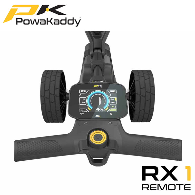 Powakaddy-RX1-Remote-Stealth-Black-Handle-Above